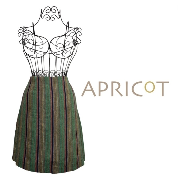 Apricot Multicoloured Striped Colourful Flax Mini Skirt - Size Small - Picture 1 of 12